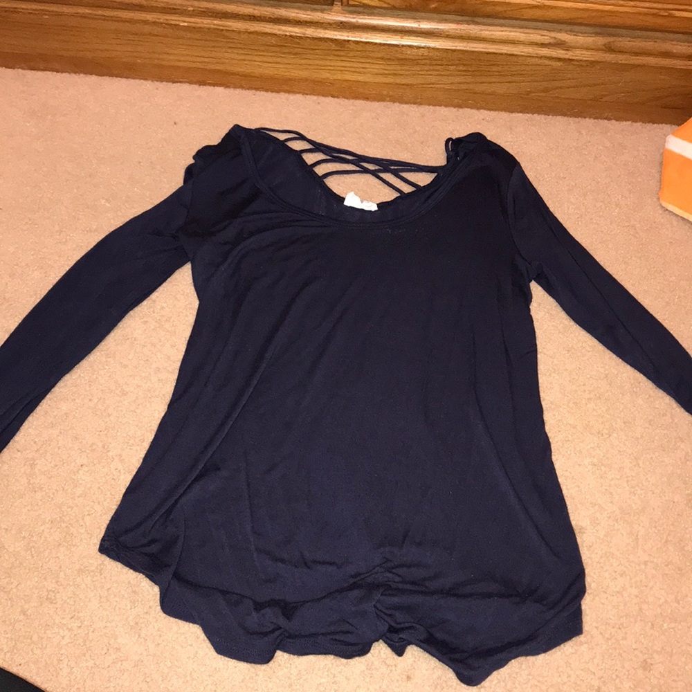 long sleeve navy boutique shirt. size medium